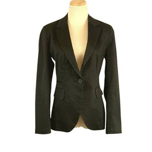 ZARA BASIC One Button Faux Front Pockets Chocolate Blazer Jacket Size M